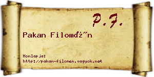 Pakan Filomén névjegykártya